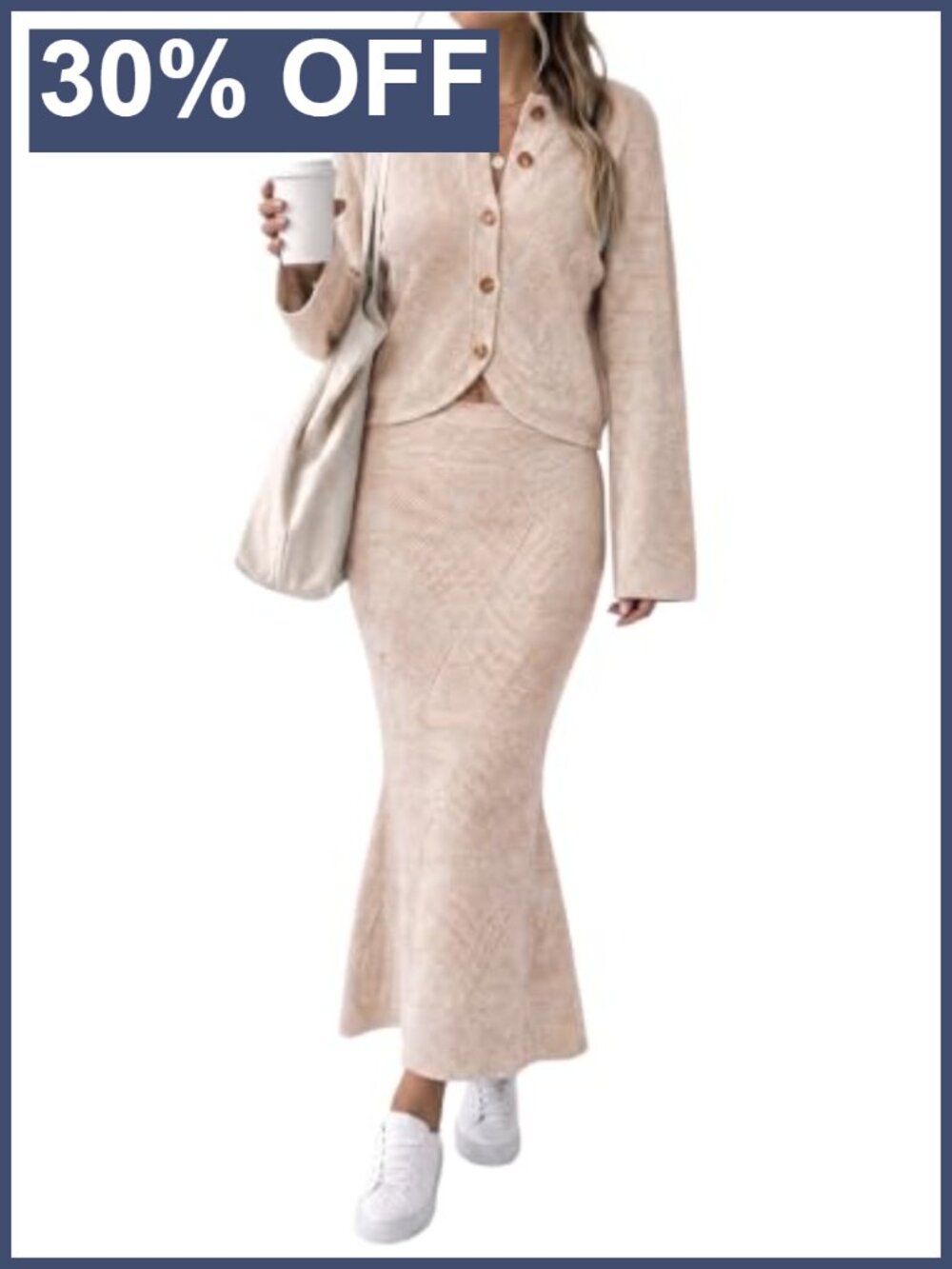 2 Piece Knit Cardigan & Fishtail Maxi Skirt Set Argyle Cropped Sweater Outfit